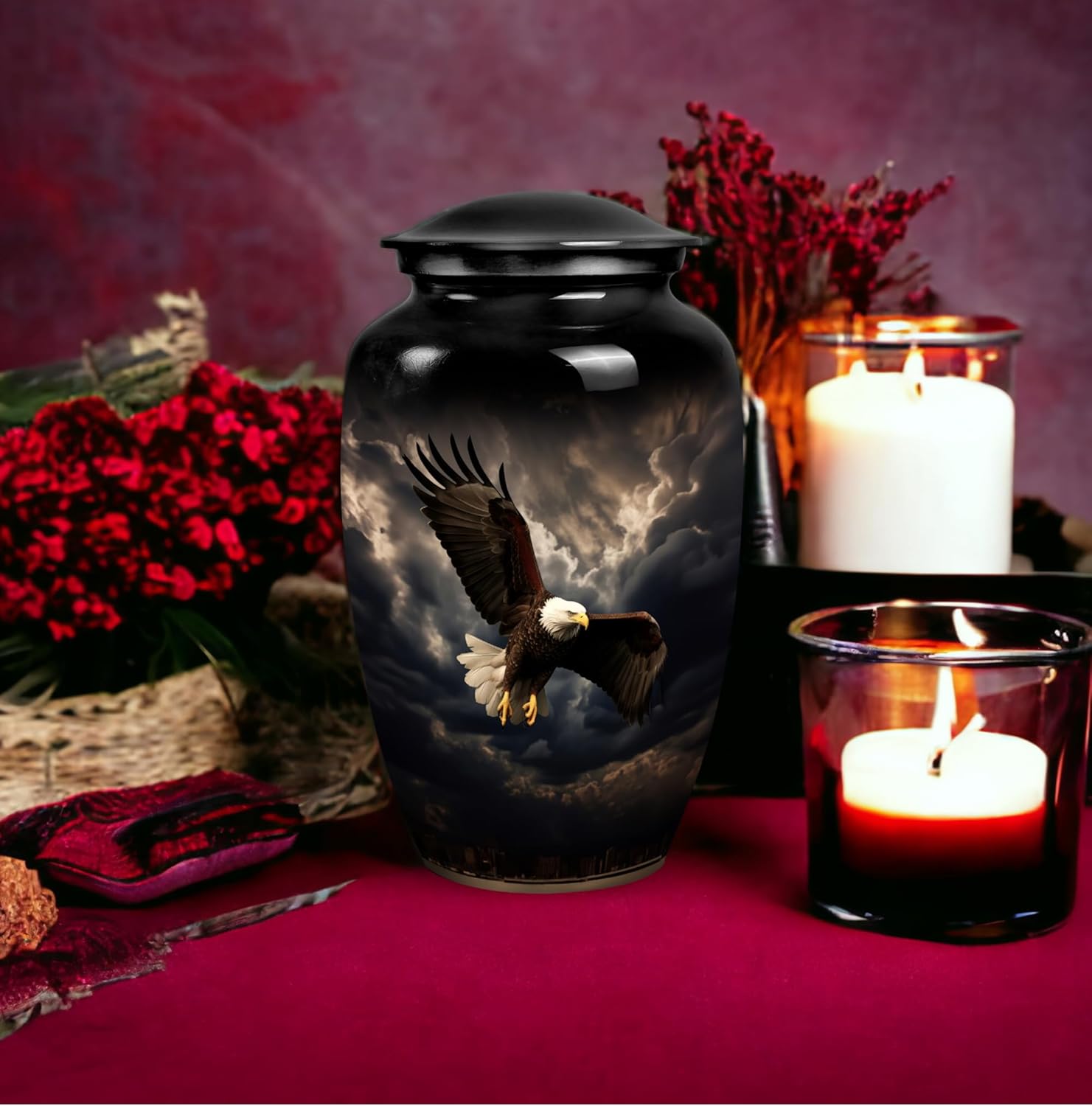 Eagle Urn with Rain Clouds - Adult Ashes Memorial Urn for Men & Women